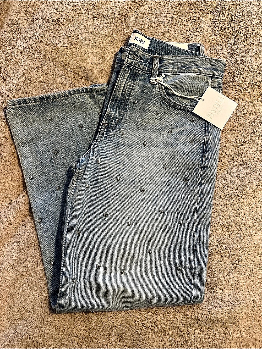 Pistola Lexi Mid Rise Bowed Straight Jean in Aries